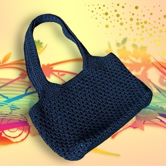 The Sak Black Crochet Women’s Shoulder Bohemian Handbag 12”x11" - Picture 7 of 13